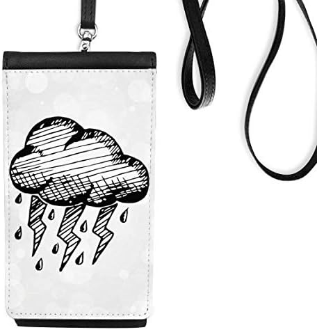 ארנק טלפון מעונן מצויר ביד ארנק תלייה כיס נייד כיס שחור