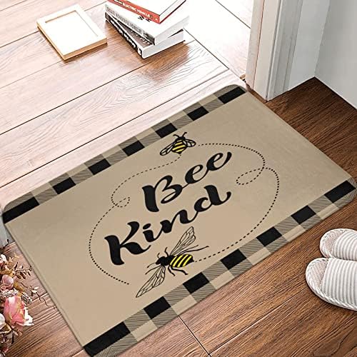 שטיחי אמבטיה יפה עף דבורים דלת מחצלת חיצוני חום רקע עם שחור אפור רשת דפוס עיצוב שפשפת החלקה סופג אמבטיה שטיח שטיח