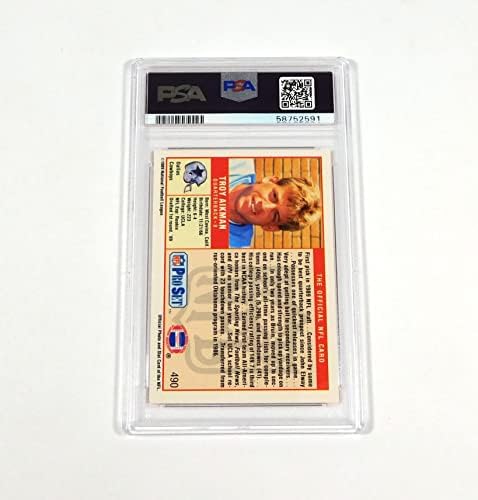 1989 Pro Set 490 Troy Aikman Rookie RC PSA 8 כרטיס כדורגל מדורג NFL Proset Dallas Cowboys