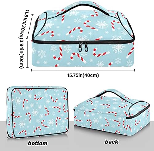 NFMILI ממתק לחג המולד נשא קדירת שלג לשקית תבשיל מזון חם וקור, שקית נשא חמה לשימוש חוזר יותר עם הדפס