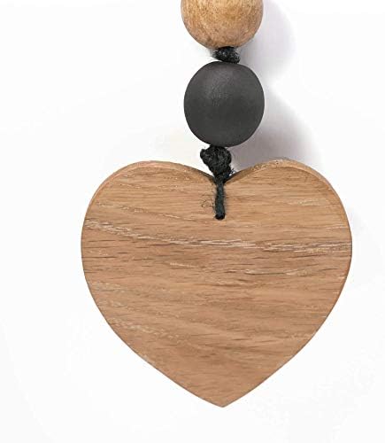 נטליה טיכוניוק חרוזי עץ שחור זר - זר חרוזים מובחר לעיצוב עם ציצית לב ויוטה - חרוזי תפילה של תפילת שולחן