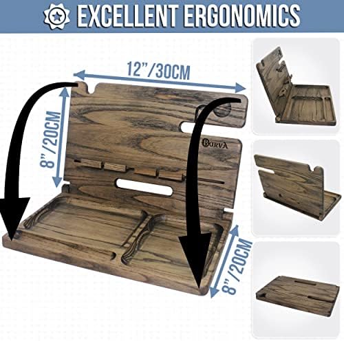 תחנת עגינה של עץ ברווה מתקפלת מארגן שידה שולחן צד 2 טלפון ארנק שעון עמד