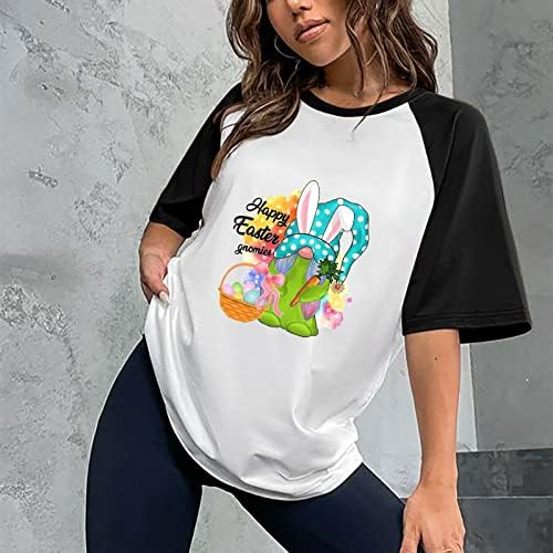 נשים פסחא יום חולצות מצחיק גנום ביצי הדפסת חולצות ענקיות קיץ מזדמן אופנה זרוק כתף קצר שרוול למעלה