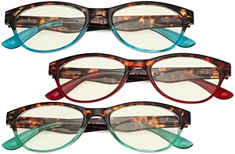 כוורן 3 מארז מחשב קריאת משקפיים-דפוס עיצוב כחול אור חסימת קוראים לנשים גברים +1.00