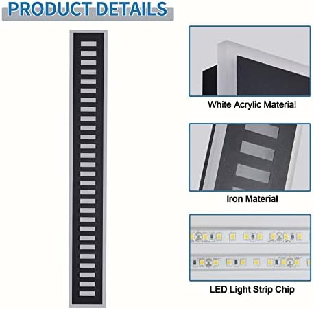 רוזיסקי קיר חיצוני SCONCE 42W LED מרפסת מודרנית קיר מתקן תאורה מתקן מלבן שחור פוטם תאורת קיר אלגנטי לבן אקרילי