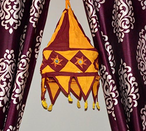 מנורות תלויות הודיות מסורתיות יפהפיות וגוונים רקמה ועבודת מראה עיצוב הבית אמנות 1 מנורת שכבה