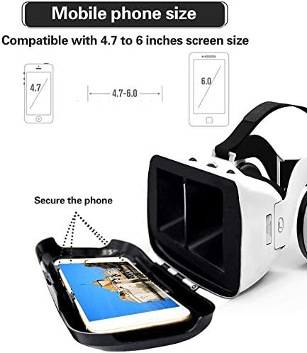 אוזניות מציאות וירטואלית מעודכנות תואמות למשקפי מציאות מדומה אנדרואיד 3 עם אוזניות בקר מרחוק מתכווננות 3 משקפיים