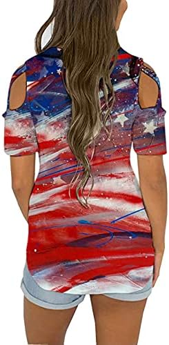 4 ביולי חולצות חולצות לנשים חולצות טוניקה עם שרוול קצר פסים בדגל אמריקאי חולצות טיז פטריוטיות