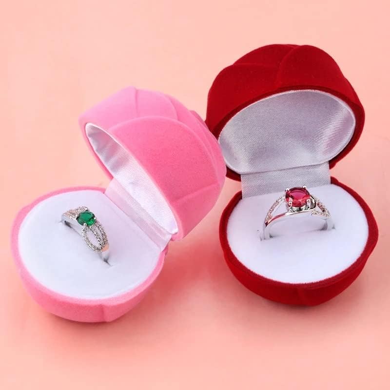 תיבת תכשיטים של פרח יסז רוז קופסת קטיפה שרשרת טבעת נישואין תיבת תצוגה קופסא מתנה מארז לאריזת תכשיטים