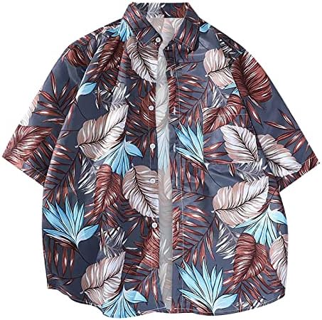 2023 חולצות פרחוניות בהוואי הגברים החדשות כפתור כותנה מטה חולצות חוף נופש טרופי עם צמרות פוליאסטר כיס