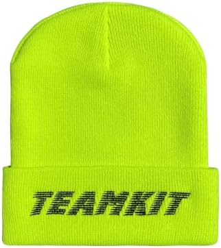 כובע Beanie של Teamkit - כובע צלעות סרוג נוח וחם באזיקים, לוגו מהירות רקומה בהתאמה אישית. גודל
