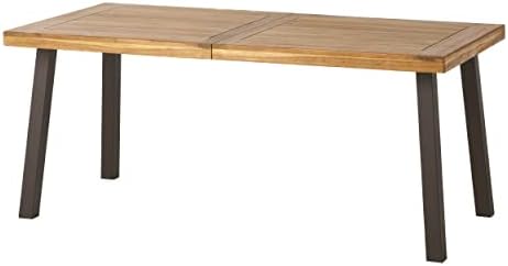 כריסטופר נייט הום דלה שולחן אוכל מעץ שיטה, מוכתם טבעי במתכת כפרית, 32.25 אינץ 'על 69 אינץ ' על 29.5 אינץ',