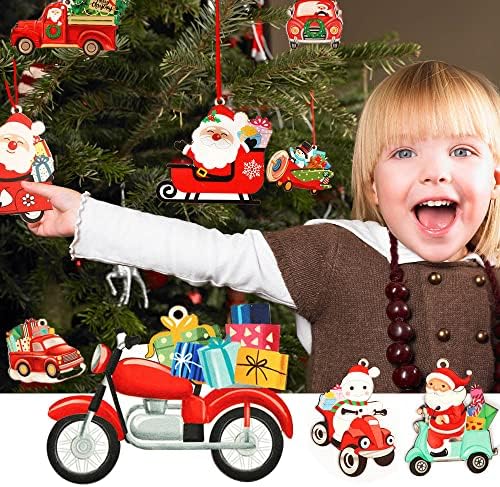 12 חבילה חג המולד עץ קישוטי סטים-חג המולד תליית קישוט עץ עץ אדום משאית תליון מזכרת חג המולד