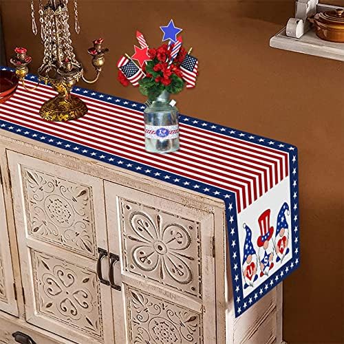 4 ביולי רץ לשולחן גמדים אמריקאי דגל רצועת וכוכב רץ לשולחן זיכרון פטריוטי יום העצמאות חג קישוטי בד שולחן לבית