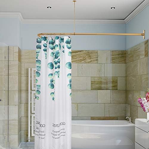 ארטיוול L מוט וילון מקלחת בצורת L, אמבטיה אמבטיה פינת מוט וילון מוט עם תמיכה בתקרה