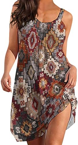 נשים 2023 הדפס בוהמי מקיץ שמלה מזדמנת ללא שרוולים זורמת זורמת חוף כיסוי שמלת מקסי