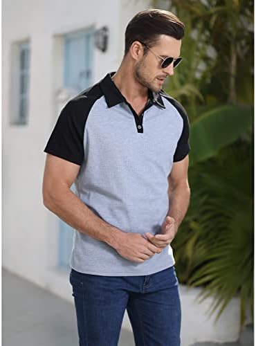 חולצות פולו לגברים שרוול קצר צבע ניגודיות מזדמן צבע אתלטי גולף טניס חולצת קיץ מסוגננת