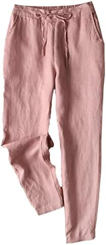 Soluo נשים מזדמנים כותנה רופפת פשתן פשתן רגיעה מכנסי טרנינג מכנסי טרנינג חתולים מכנסי רגל רחבים מותניים אלסטיים