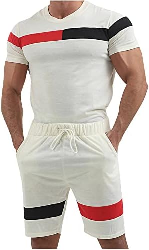 סט ספורט לגברים של Narhbrg תלבושת קיץ 2 חלקים סט טלאים חולצות שרוול קצר ומכנסיים קצרים