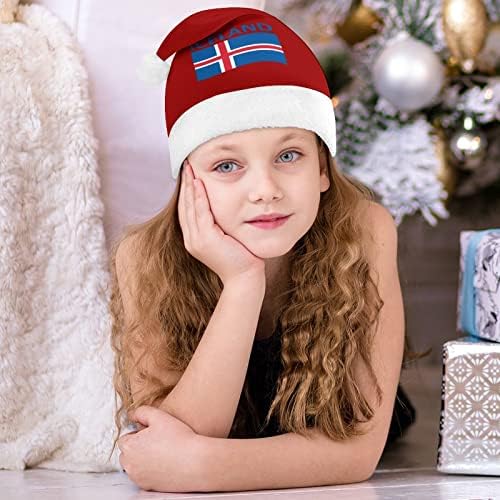 דגל של איסלנד קטיפה חג המולד כובע שובב ונחמד סנטה כובעי עם קטיפה ברים ונוחות אוניית חג המולד קישוט