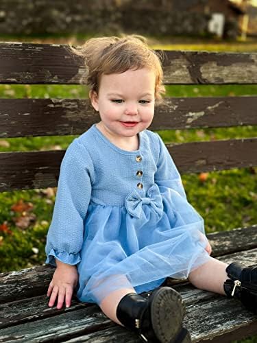 ויייל פעוט תינוקת סתיו שמלת שרוול ארוך שמלות טוטו א-קו קשת תלבושות עם חזה יחיד