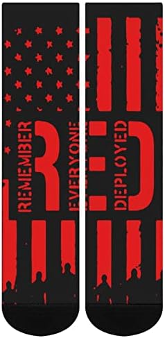 R.E.D זכור את כולם פרוסים אדום יום שישי מודפס צבע תואם גרביים אתלטיות ברך גבוהה לנשים לגברים