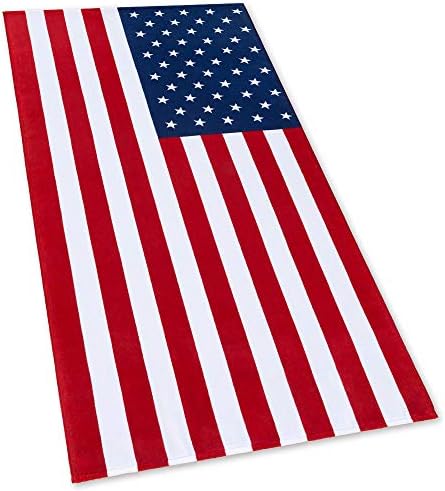מגבת חוף דגל אמריקאית 30 x 60 אינץ 'ארהב פטריוט קטיף כותנה טרי