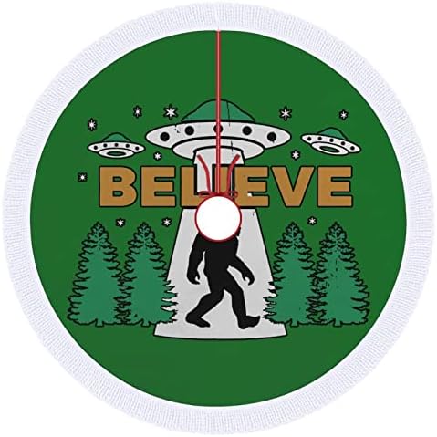 חייזרי UFO Bigfoot מאמינים כי ססקקץ 'עץ חג המולד מחצלת חצאית עץ עץ עץ עץ עם גדילים לקישוט חג המולד