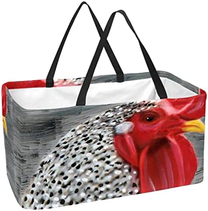 סל קניות לשימוש חוזר ציור תרנגולת ניידים תיקים לפיקניק תיקים מכולת כביסה תיק קניות סל קניות