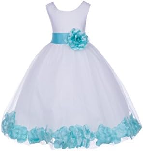אקידסבריד לבן פרחוני עלה עלי כותרת פרח שמלת ילדה יום הולדת שמלת ילדה ג ' וניור פרח ילדה שמלות 302