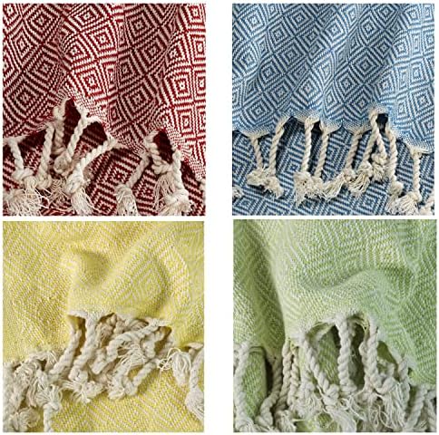 מגבת חוף טורקית אגאית למבוגרים - קבוצה של 4, כותנה - מגבות בתפזורת מהירות אמבטיות עם צבעים
