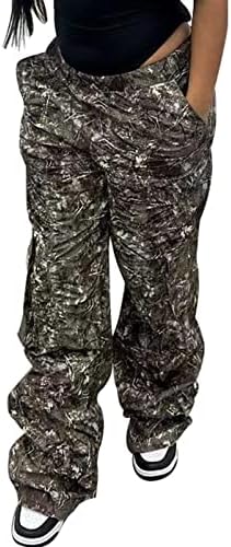 PAMNBRO נשים הסוואה מכנסי מטען מכנסיים קמו דפוסים מכנסיים לרגל רחבה מכנסי עייפות צבא