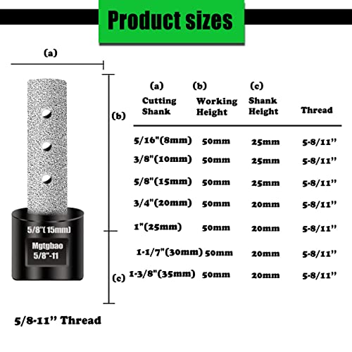 MGTGBAO 1-1/2 חתיכות פועם בקיטי יהלום, סיביות טחינת אצבע יהלום בגודל 5/8 אינץ ', תרגיל מקדח של