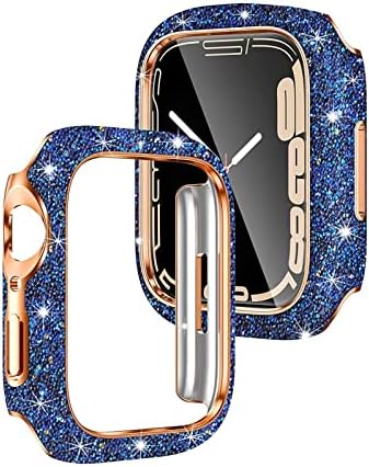 Maalya for Apple Watch Serie 8 7 Case Watch, Star Diamond Watch Case 41 ממ/45 ממ גביש קשיח קשיח יהלום פלאש