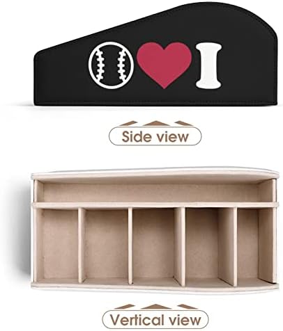 Love Heart Baseball Baseball Holder Puter PU עור ארגון ארגזי עור עם 6 תאים קופסת אחסון לחדר שינה בסלון