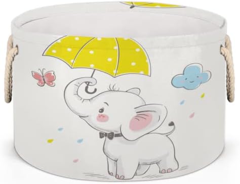 מטרייה פיל חמוד סלים עגולים גדולים לאחסון סלי כביסה עם ידיות סל אחסון שמיכה למדפי אמבטיה פחים לארגון ילד גמילה