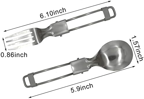 Pinenjoy 4PCs כלי קמפינג מתקפלים הגדרת סככה בגדר 18/10 נירוסטה כוללת סכין מזלג בטן של מדיח כלים לטיולי