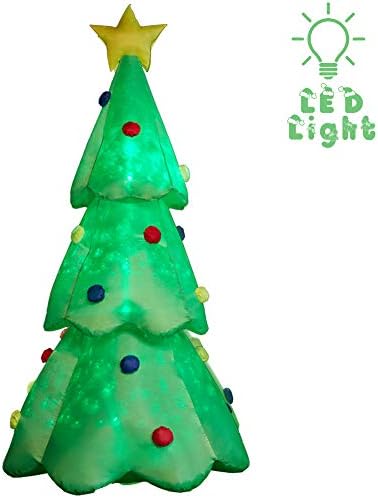 Superjare 7 ft עץ מתנפחים לחג המולד, מדליק עץ מתנפח של חג המולד, קישוט לחג המולד עם חבלים של מעריצים ועוגן,