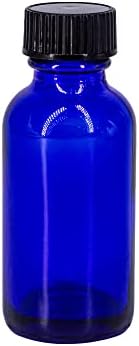 1 עוז קובלט כחול זכוכית בוסטון בקבוקים עגולים עם כובע מצולע שחור-חבילה של 24