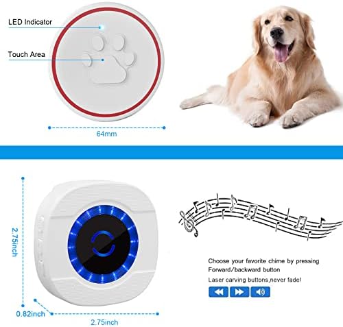 צ ' ונהי כלב פעמון עבור בסיר אימון אלחוטי אימון דלת פעמוני לכלבים, 3 עמיד למים מגע כפתורים, כלב פעמונים עבור