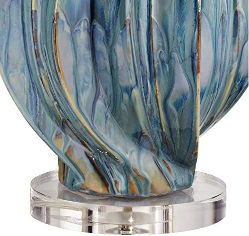 פוסיני אירו עיצוב תרזה מודרני סגנון מנורת שולחן עם שולחן למעלה דימר 31 גבוה צהבהב כחול קרמיקה בז'