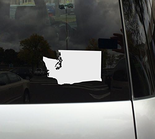צורת מדינת וושינגטון רלוונטית - מדינת ירוק -עד - מדבקת מדבקות ויניל לבנה לרכב, מקבוק, מחשב נייד,