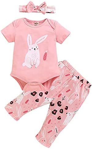 Zero2seven יילוד פעוט תינוקת תינוקת ראשונה תלבושת חג הפסחא שרוול קצר רומפר צמרת מכנסיים ארוכים.