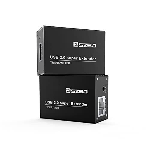 מאריך USB של SZBJ מעל RJ45 CAT5E/6 עד 230 מטר של כבל Ethernet עם מתאם חשמל עם 2 פלט USB2.0 - תמיכה