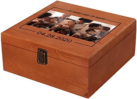קופסת מזכרת מעץ בהתאמה אישית עם מכסים קופסת זיכרון בהתאמה אישית למזכרת עם טקסט צילום חתונה קופסת מזכרת