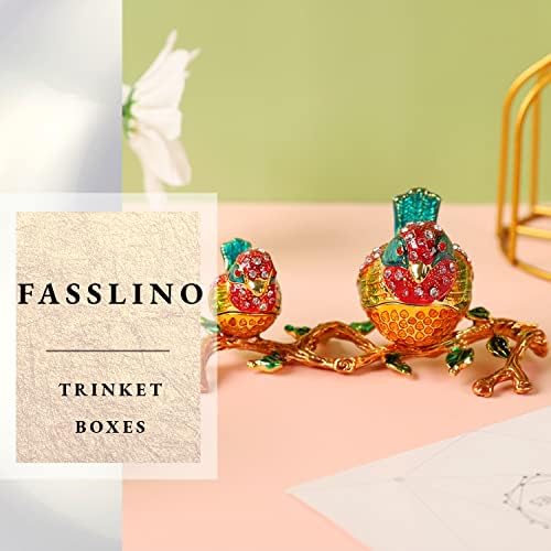 Fasslino ציפורים חמודות קופסאות תכשיטים תכשיטים תלויים אמייל אמייל קופסת תכשיטים קטנה קלאסית קישוטי בעלי חיים