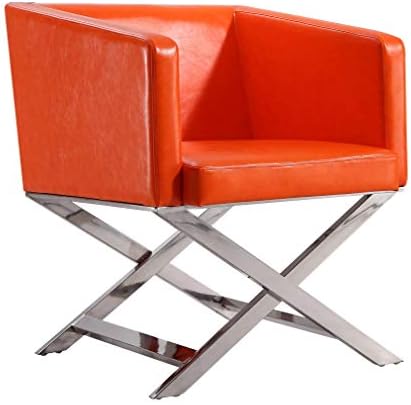 טור מ 'פטל אמצע המאה מודרני סלון עגול מושב עור מבטא כיסא, 22, סט של 1, כתום