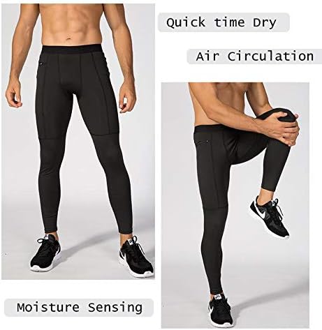 מכנסי דחיסה גברים עם כיס אתלטי ריצה טייץ 'חותלות אימון יבש קרירות לספורט