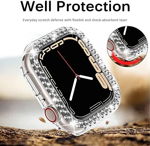 Miimall תואם לסדרת Apple Watch 8 41 ממ מסגרת Bling Frame Anti-Scratch Anti-Scratch Scratch קל משקל קשיח מחשב