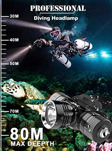 פנס צלילה צלילה פנס צלילה - פנס PFSN פנס מתחת למים מקצועי IPX68 אטום למים, 1200 לומן, 4 מצבים, 4800mAh